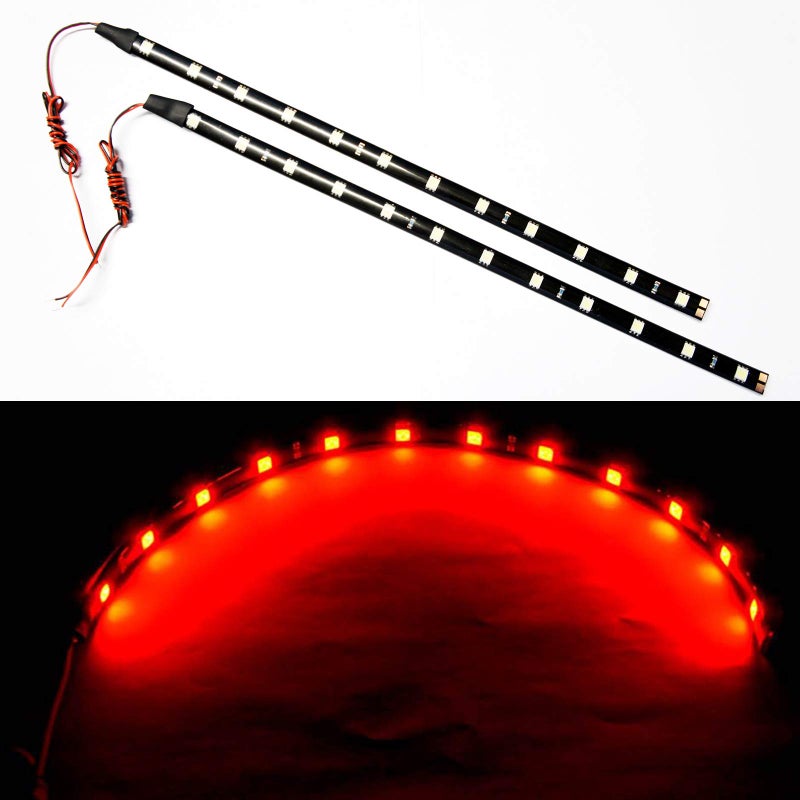 SOCAL-LED LIGHTING 30cm 12" Red Flexible LED Strips High Power Bright 5050 12 SMD Car DRL Under Dash Accent Light, Waterproof, Cuttable, Pack of 2 - Image 1